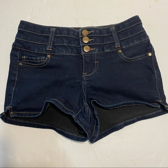 blue spice womens sz 0 dark blue jean shorts  2”L - Picture 1 of 4